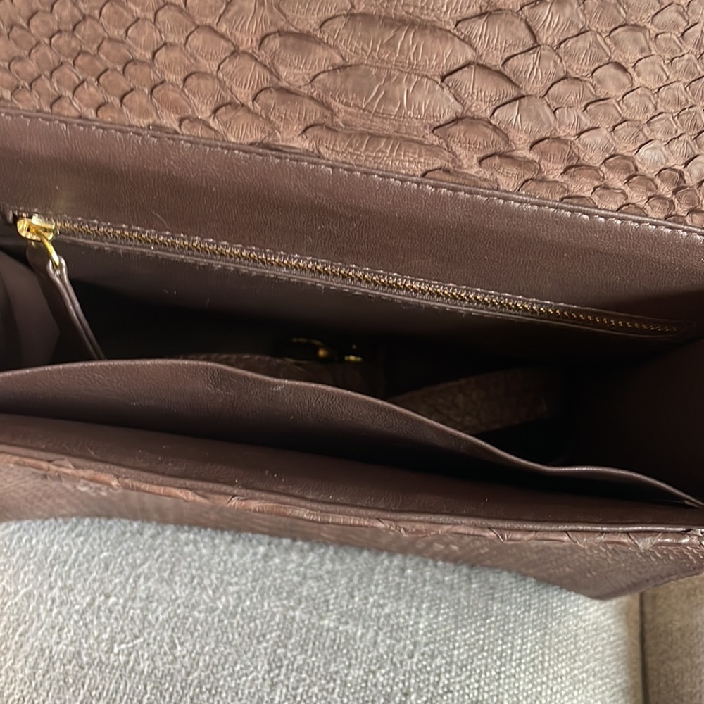 Custom Made Python Skin Brown Purse Nwot - image 7